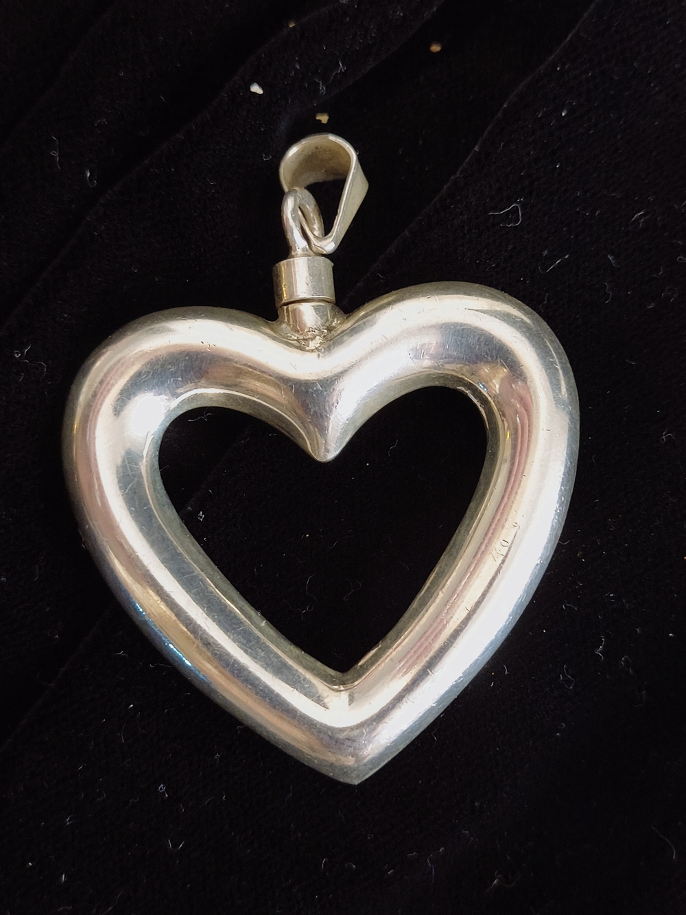 Vintage 925 Sterling Silver Open Heart Cremation Urn Pendant • Perfume Pendant